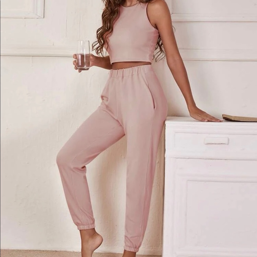 Tank Top & Elastic Waist Pants Lounge Set